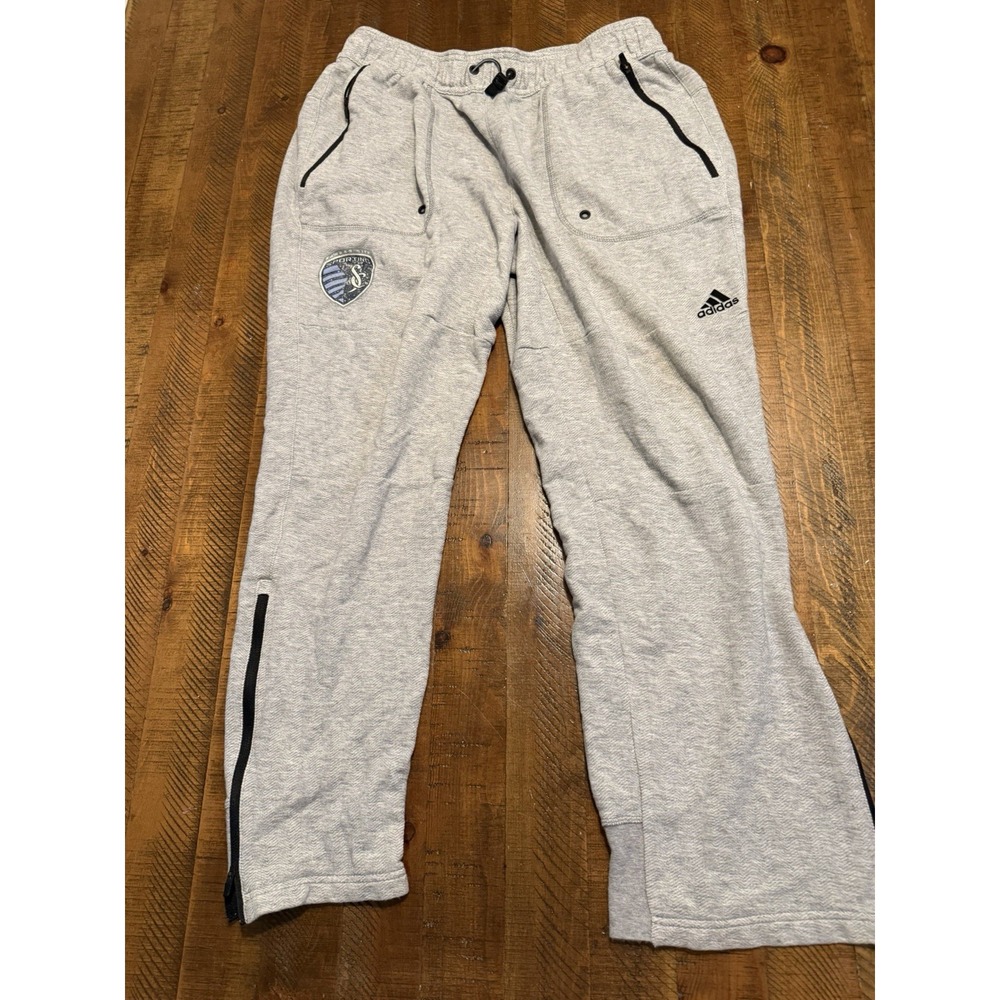 Adidas Sporting Kansas City KC Grey Training Pants Men's Medium Pockets